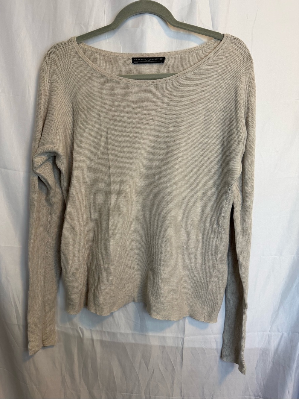 Peruvian Connection Cream Knit Crewneck Sweater Size Medium
